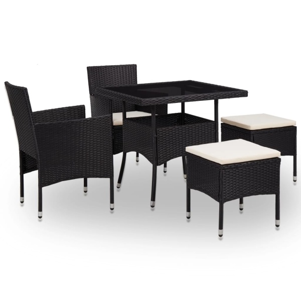 Set Mobilier De Exterior 5 Piese Negru Poliratan Si Sticlă 46175